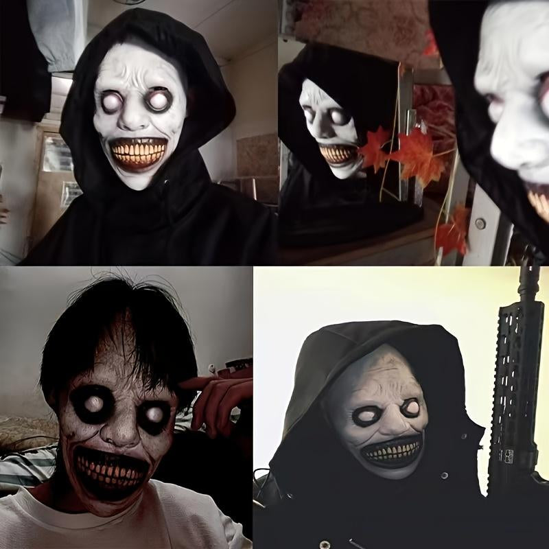 Scary Zombie Mask Set, Halloween Costume Accessory, Clown & Demon Design, Lightweight Breathable Plastic, Haunted House Party Essential