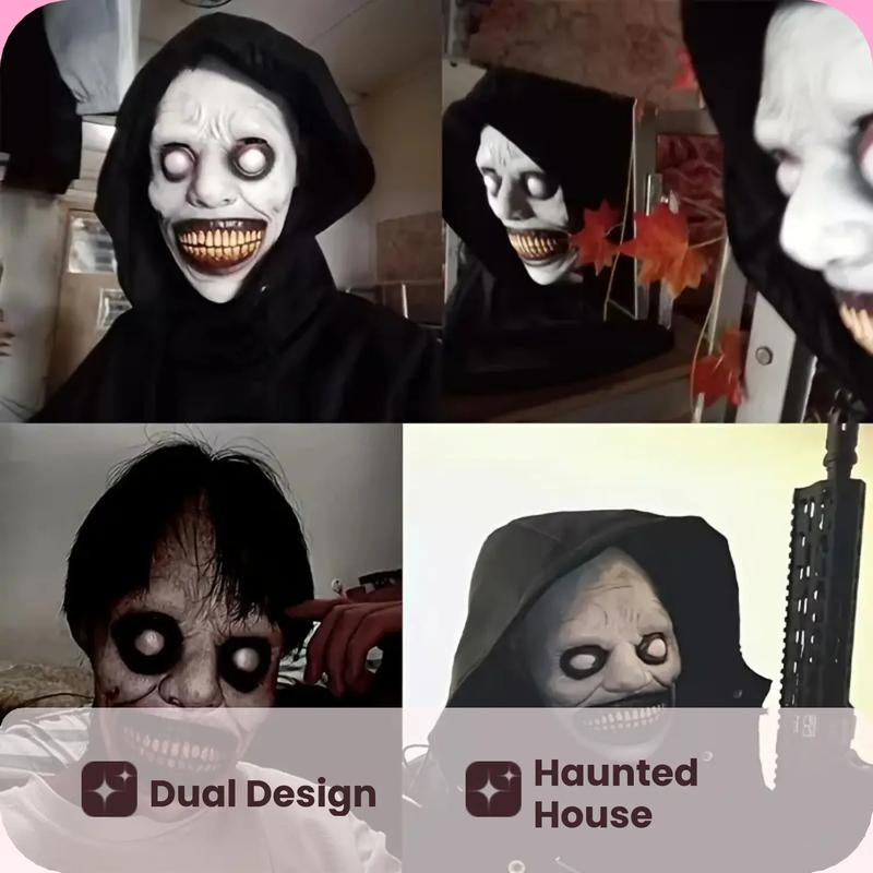 Scary Zombie Mask Set, Halloween Costume Accessory, Clown & Demon Design, Lightweight Breathable Plastic, Haunted House Party Essential