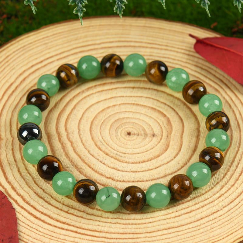 1Pc Arpurraina Money Attraction Bracelet with Green Aventurine & Tiger Eye - Blue Friendship Bracelet Beaded Jewelry Protection Bracelet Encouragement Gift Fashion Artificial Bracelet of the Day Colorblock Beaded Crystal Bracelet