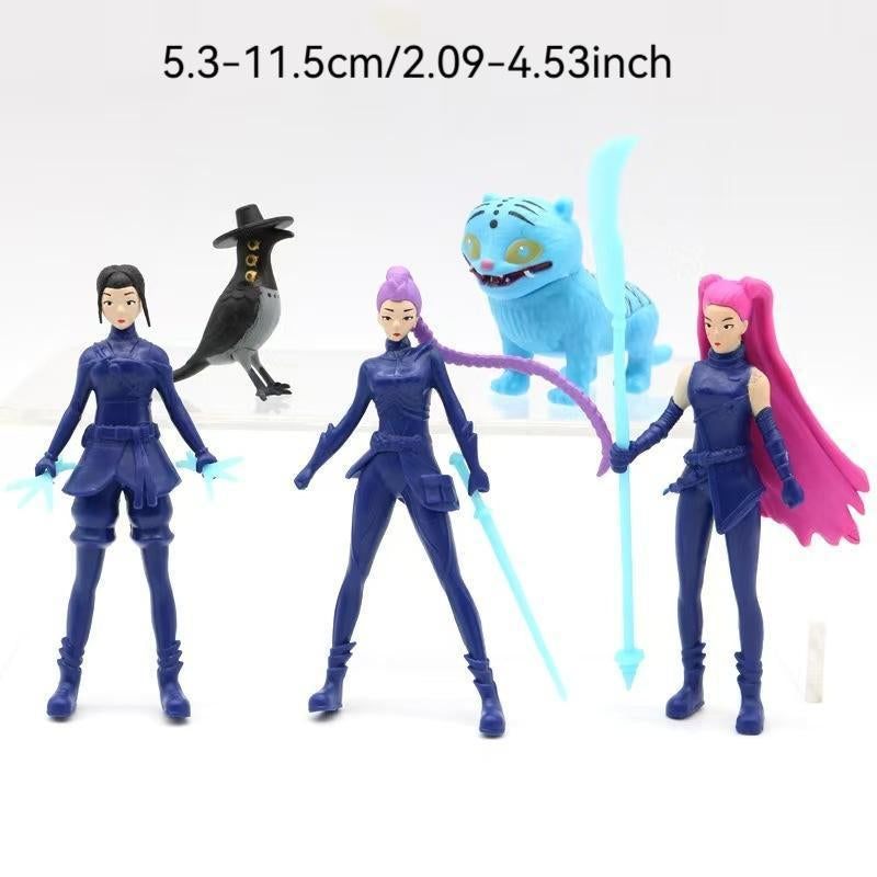 Kpop Demon Hunter Theme Doll Set 12-Piece Cartoon Model Toys for Home & Office Decor Desk Decorations Unique Themed Dolls Compact Size Easy Display No Warranty 5.3-11.5Cm 268G