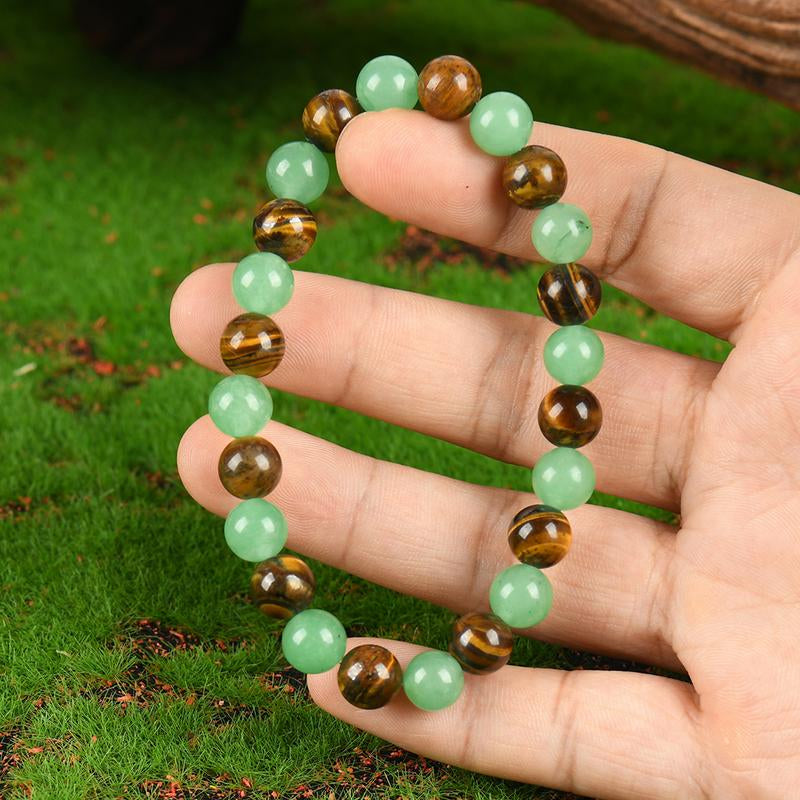 1Pc Arpurraina Money Attraction Bracelet with Green Aventurine & Tiger Eye - Blue Friendship Bracelet Beaded Jewelry Protection Bracelet Encouragement Gift Fashion Artificial Bracelet of the Day Colorblock Beaded Crystal Bracelet
