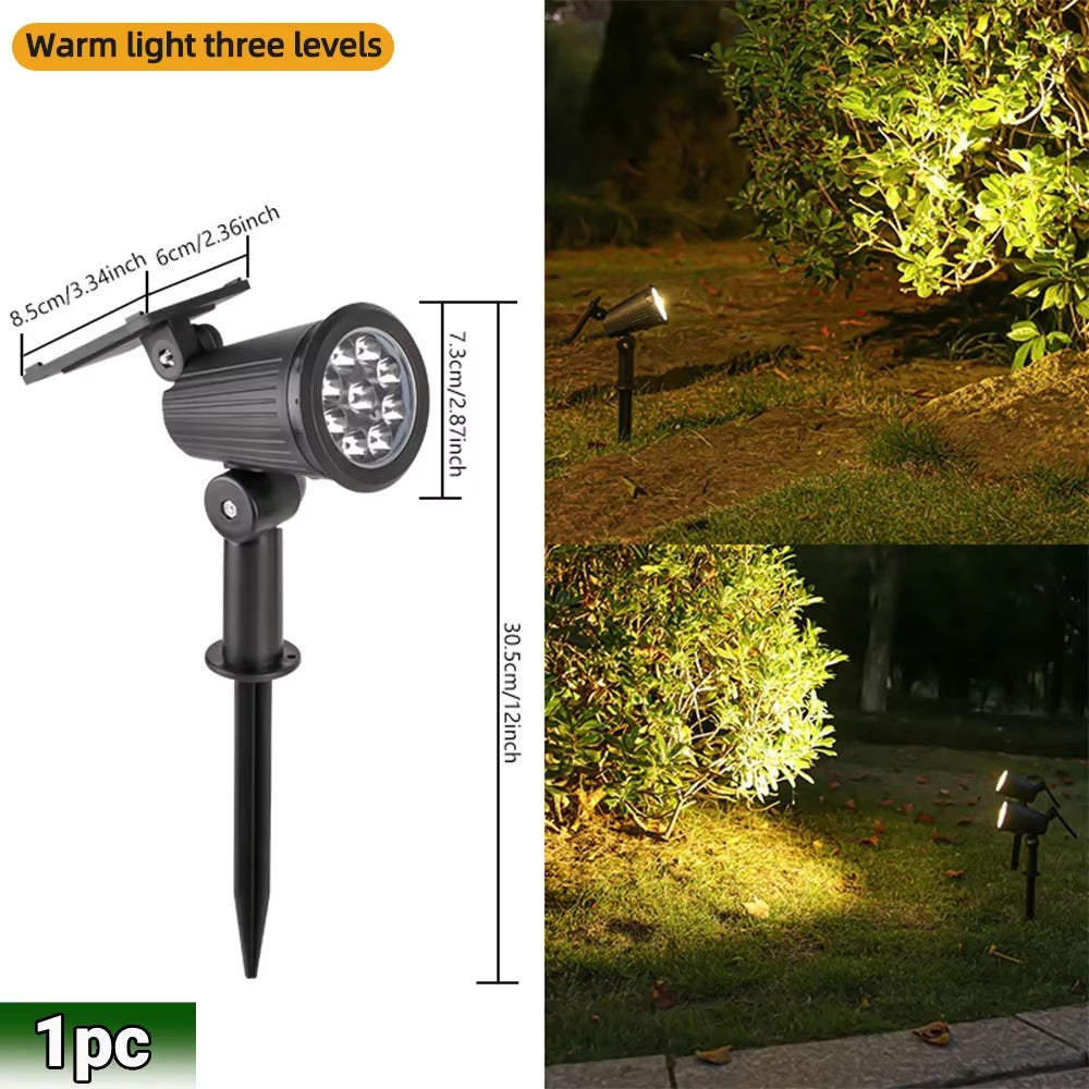 9 LED Solar Spot Lights IP65 Waterproof Outdoor RGB Solar Landscape Lights Brightness Adjustable for Garden Yard Palm Trees