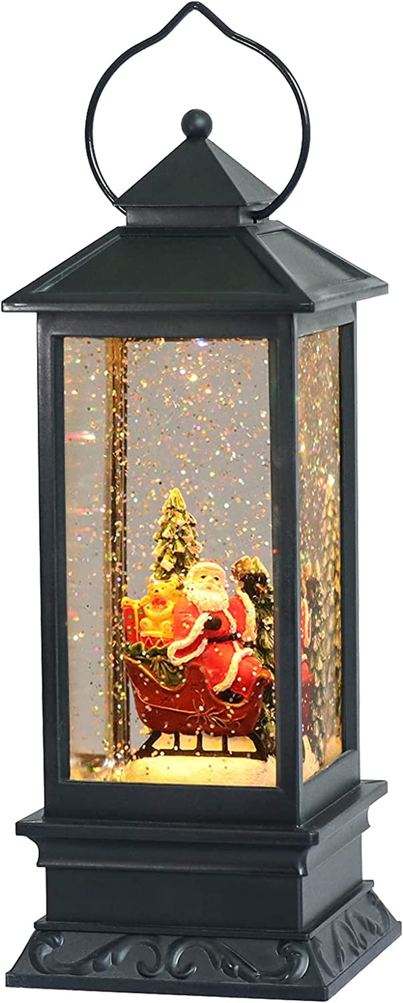 Christmas Snow Globe Lantern with Music, Battery Operated Lighted Swirling Glitter Water Lantern with Timer for Christmas Home Decoration, Snowman