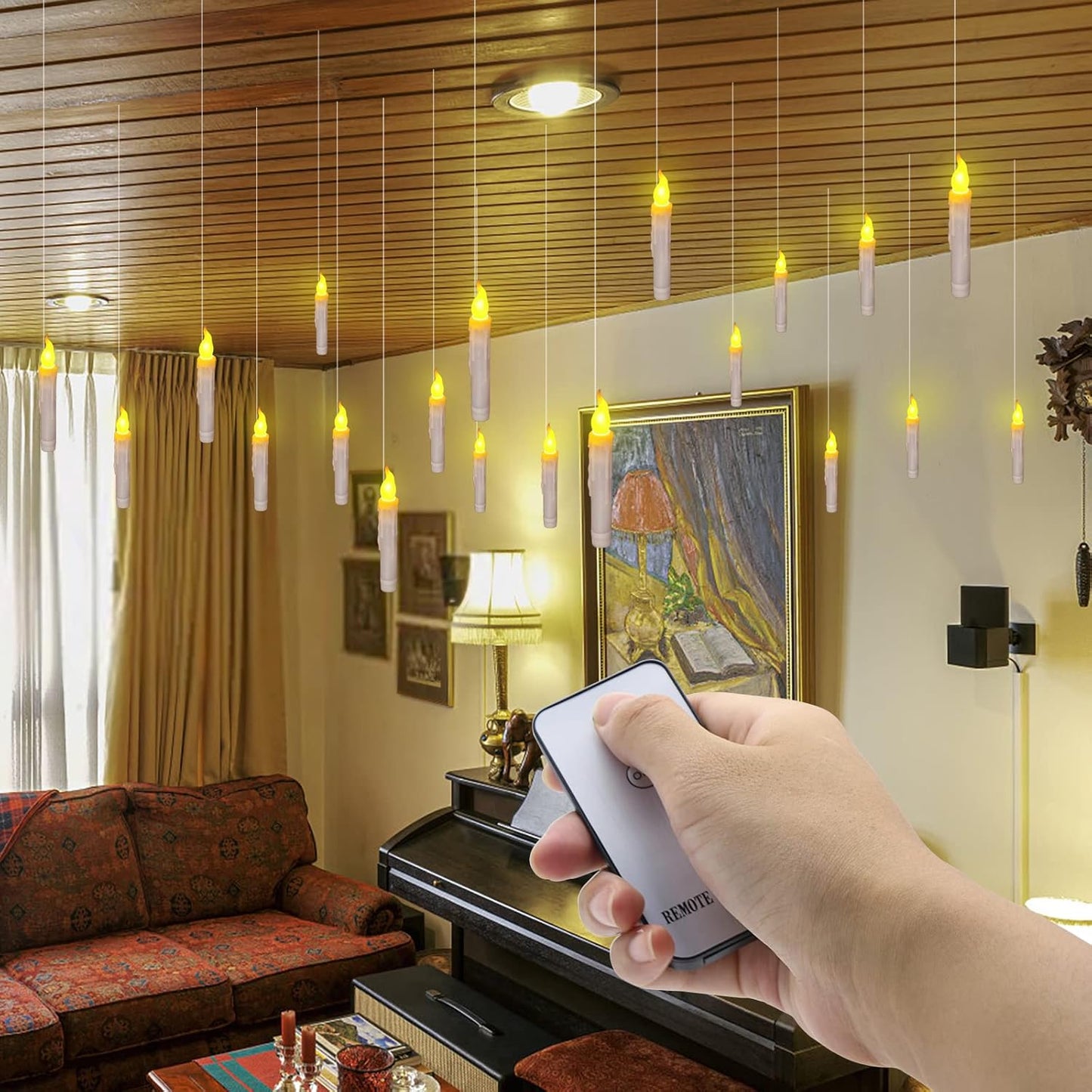 6Pcs LED Taper Candles with Remote Control, Battery Operated Flameless Flickering Floating Candlesticks, Dripless Handheld Tapered Candles for Home Party Classroom Church Decorations