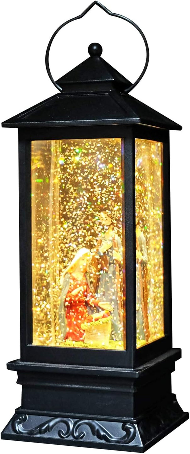 Christmas Snow Globe Lantern with Music, Battery Operated Lighted Swirling Glitter Water Lantern with Timer for Christmas Home Decoration, Snowman
