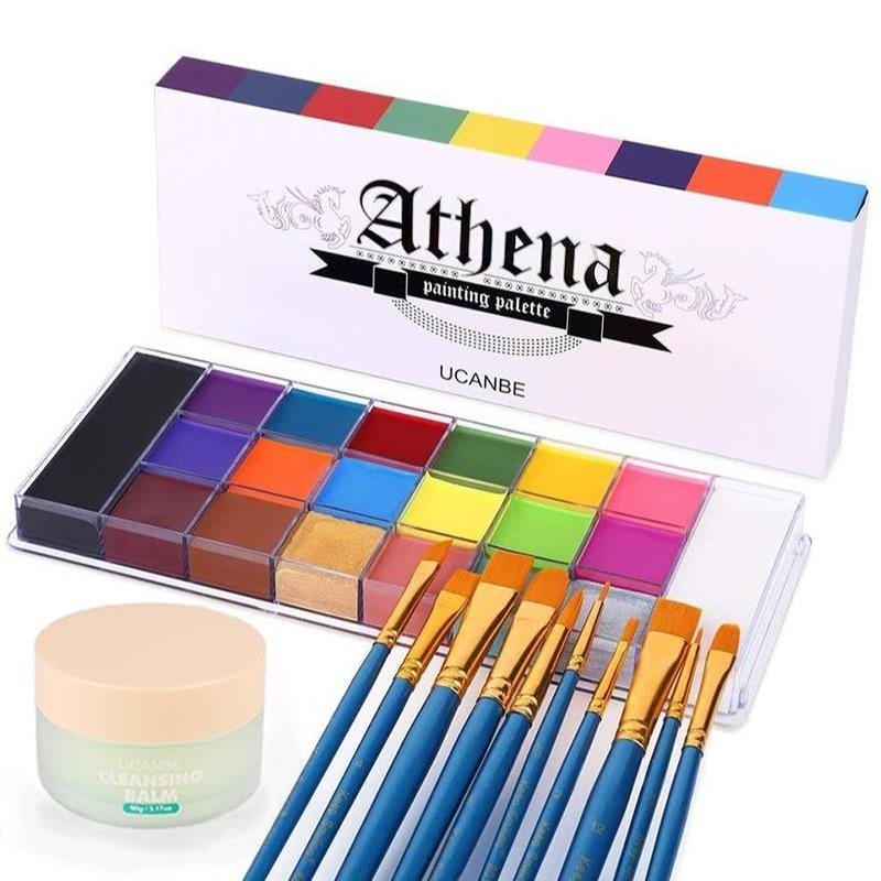 UCANBE Athena Face and Body Oil Paint Palette, Professional and Safe Skin-Friendly Non-Toxic Tattoo Halloween Special Effects Cosplay Makeup Kit for Kids and Adults