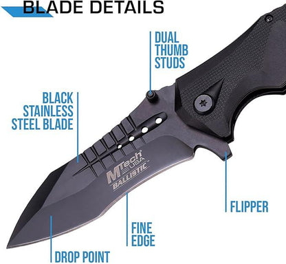 Mtech USA MT-A845BK Folding Pocket KNIFE, 5" Closed, Black Blade