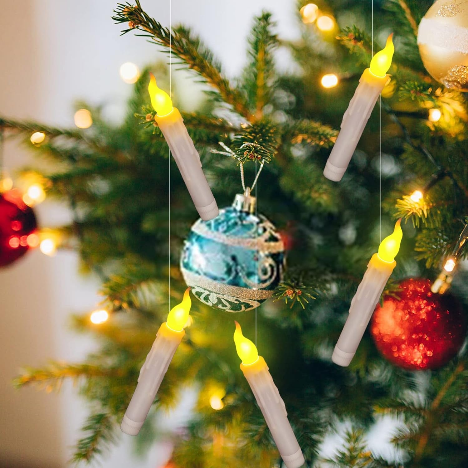 6Pcs LED Taper Candles with Remote Control, Battery Operated Flameless Flickering Floating Candlesticks, Dripless Handheld Tapered Candles for Home Party Classroom Church Decorations