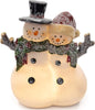 Christmas Snowman Couple Decor - LED Lighted Figurines, Indoor Glowing Holiday Decorations, Festive Fiber Optic Resin Snowman Light Up