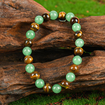 1Pc Arpurraina Money Attraction Bracelet with Green Aventurine & Tiger Eye - Blue Friendship Bracelet Beaded Jewelry Protection Bracelet Encouragement Gift Fashion Artificial Bracelet of the Day Colorblock Beaded Crystal Bracelet