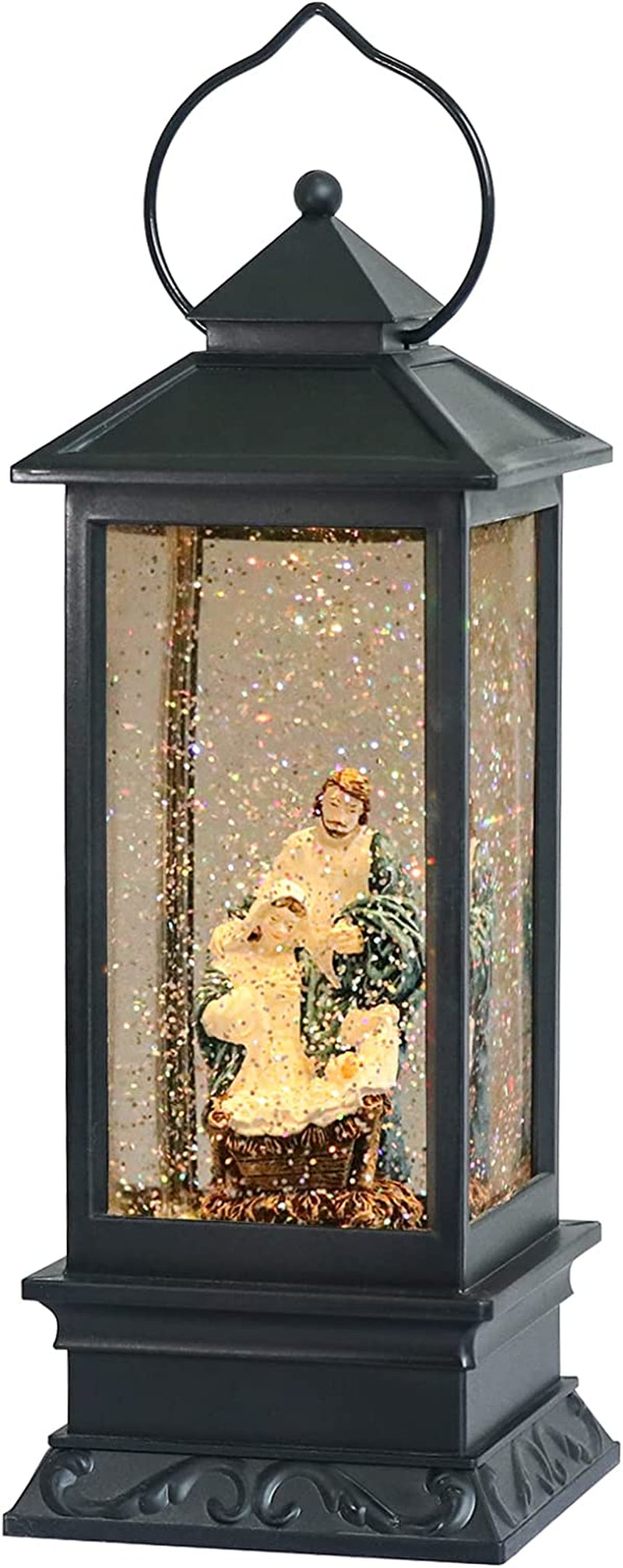 Christmas Snow Globe Lantern with Music, Battery Operated Lighted Swirling Glitter Water Lantern with Timer for Christmas Home Decoration, Snowman