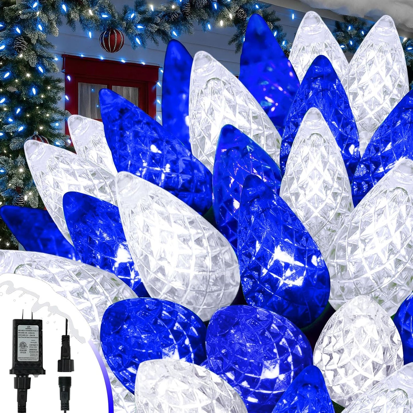 Upgraded 250 LED C6 Connectable Christmas String Light, 82FT Waterproof Christmas Twinkle Lights for Outdoor, Plug in Fairy Twinkle Lights Indoor with 13 Modes & Timer for Christmas Decorations(Blue)