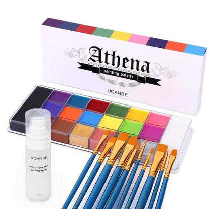 UCANBE Athena Face and Body Oil Paint Palette, Professional and Safe Skin-Friendly Non-Toxic Tattoo Halloween Special Effects Cosplay Makeup Kit for Kids and Adults